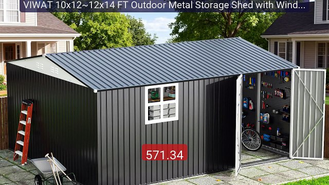 VIWAT 10x12~12x14 FT Outdoor Metal Storage Shed with Window, Lockab... Top Rated 2026 | Buy Now!