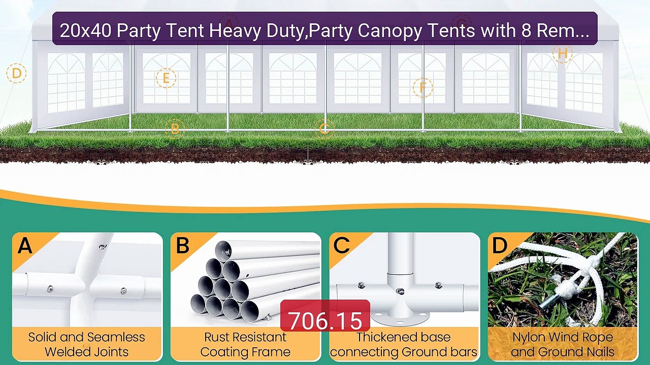 20x40 Party Tent Heavy Duty,Party Canopy Tents with 8 Removable Si... -- Best Deal 2026 | Shop Now!
