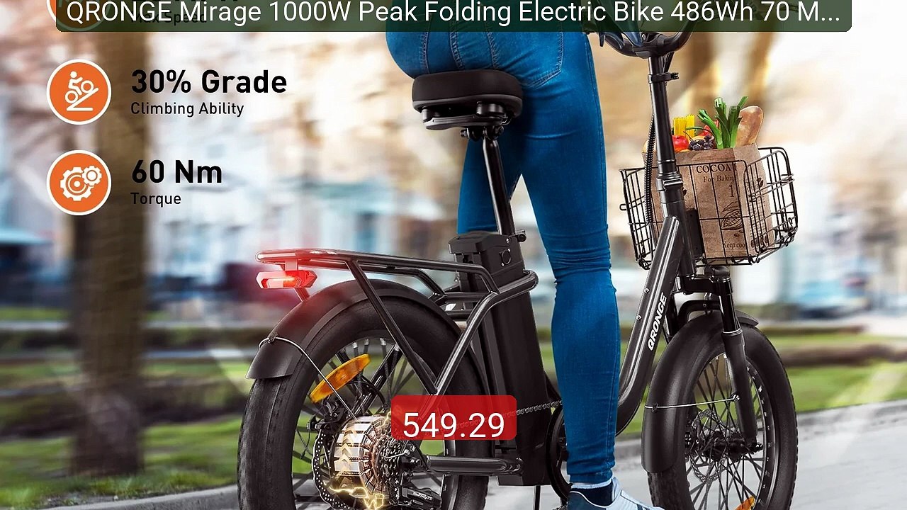 QRONGE Mirage 1000W Peak Folding Electric Bike 486Wh 70 Miles ... -- Hot Deal 2026 | Limited Offer!