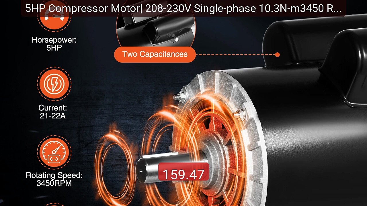 5HP Compressor Motor| 208-230V Single-phase 10.3N-m3450 RPM Compre... -- Best Deal 2026 | Shop Now!