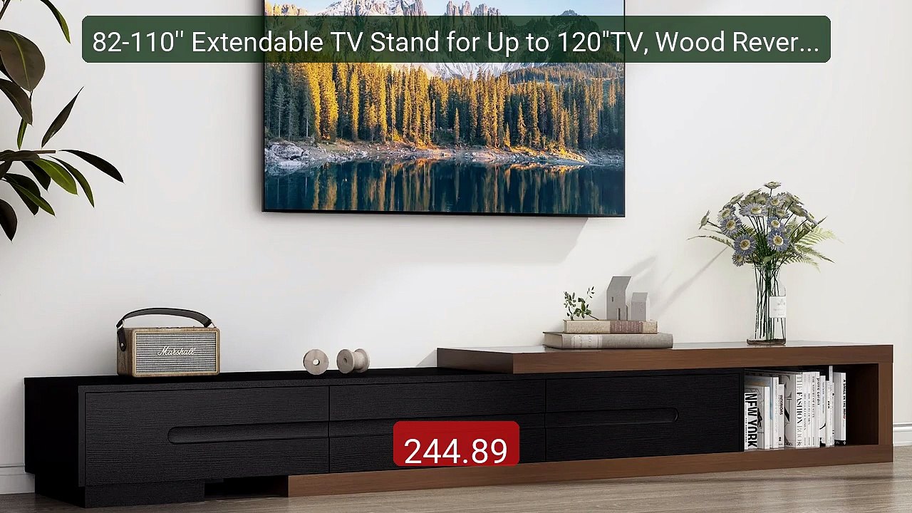 82-110'' Extendable TV Stand for Up to 120"TV, Wood Reversi... -- Top Pick 2026 | Unbeatable Price!