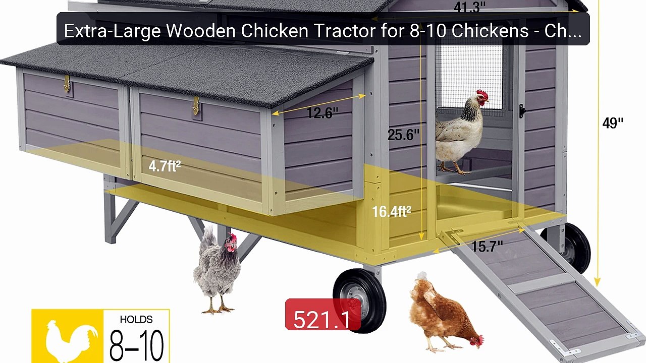 Extra-Large Wooden Chicken Tractor for 8-10 Chickens - Chic... -- Top Pick 2026 | Unbeatable Price!