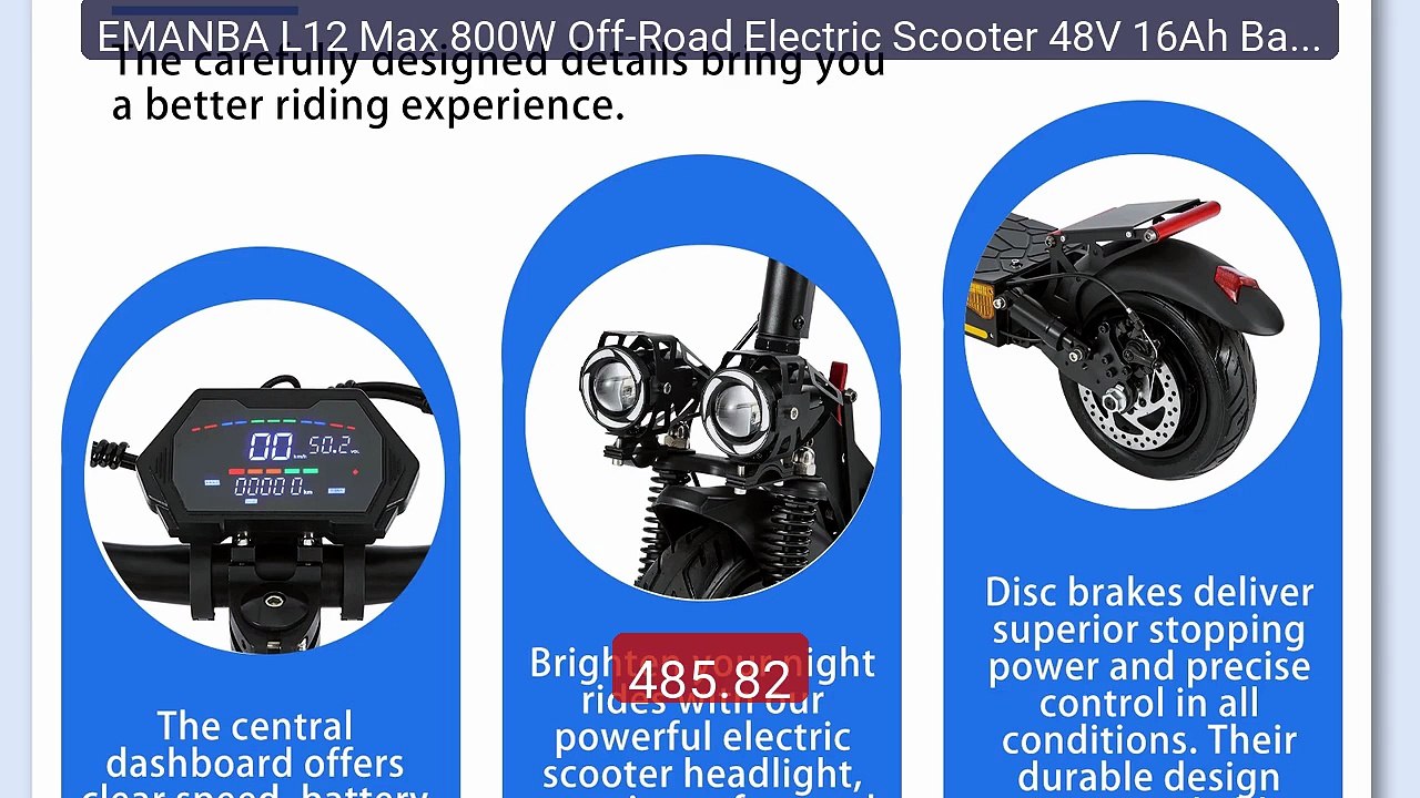 EMANBA L12 Max 800W Off-Road Electric Scooter 48V 16Ah Batt... -- Top Pick 2026 | Unbeatable Price!