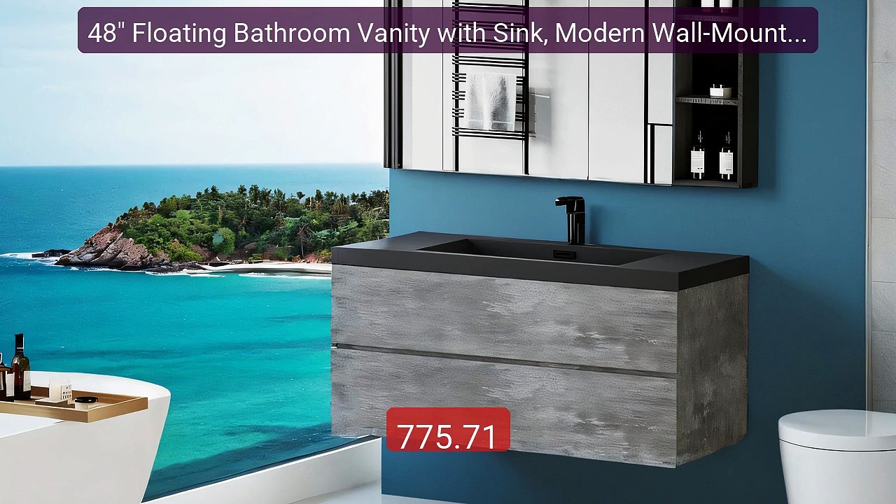 48" Floating Bathroom Vanity with Sink, Modern Wall-Mounted Bathroo... -- Top Rated 2026 | Buy Now!