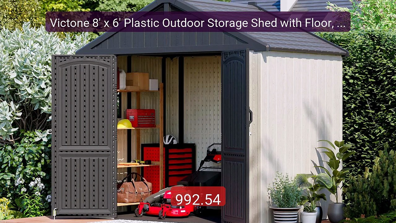 Victone 8' x 6' Plastic Outdoor Storage Shed with Floor, Resin... -- Best Buy 2026 | Great Quality!