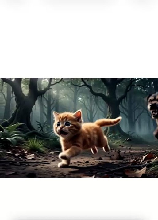Cat escape with dog