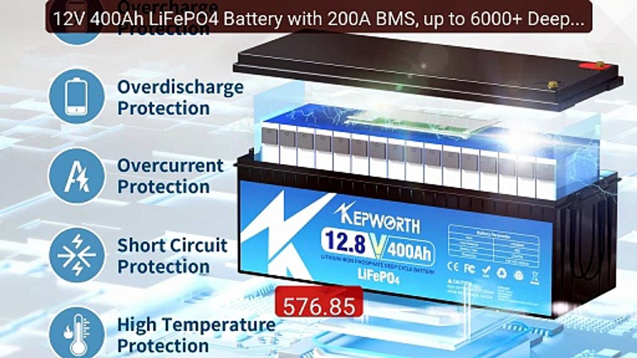 12V 400Ah LiFePO4 Battery with 200A BMS, up to 6000+ Deep Cyc... -- Amazing Value 2026 | Must Have!