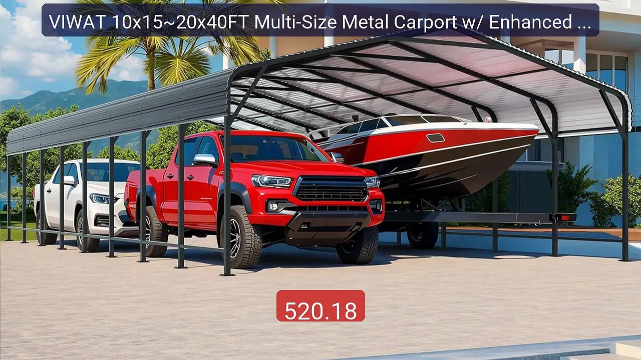 VIWAT 10x15~20x40FT Multi-Size Metal Carport w/ Enhanced Base ... -- Hot Deal 2026 | Limited Offer!
