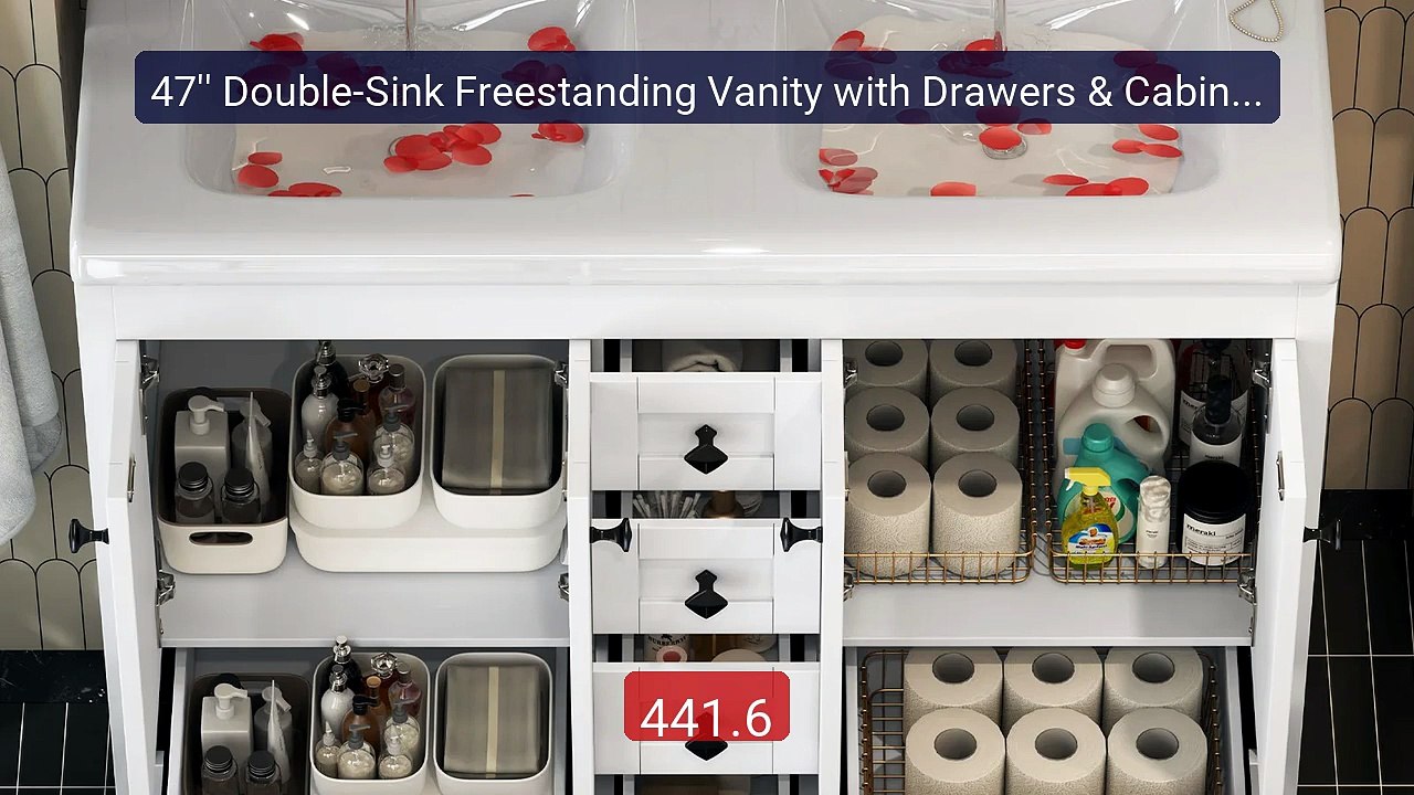 47'' Double-Sink Freestanding Vanity with Drawers & Cabinet W... -- Amazing Value 2026 | Must Have!