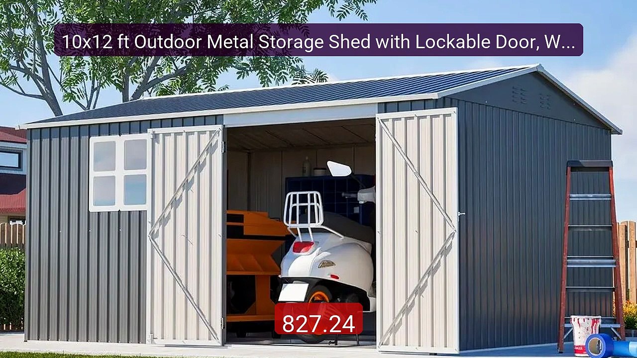 10x12 ft Outdoor Metal Storage Shed with Lockable Door, Win... -- Top Pick 2026 | Unbeatable Price!