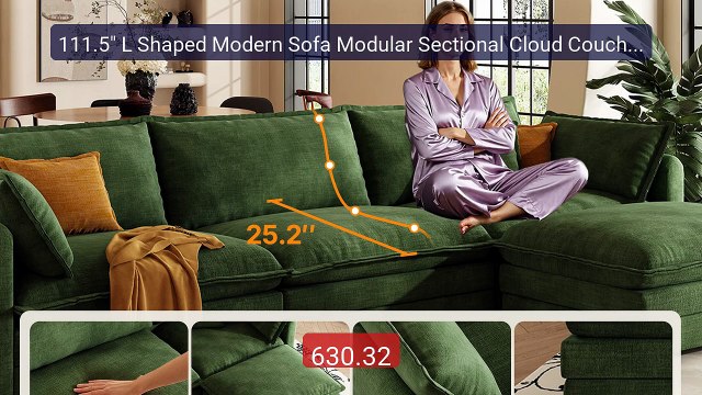 111.5 L Shaped Modern Sofa Modular Sectional Cloud Couch with Otto... Top Rated 2026 | Buy Now!