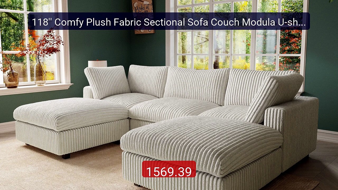 118'' Comfy Plush Fabric Sectional Sofa Couch Modula U-shap... -- Top Pick 2026 | Unbeatable Price!