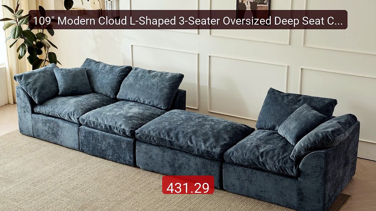 109" Modern Cloud L-Shaped 3-Seater Oversized Deep Seat Chenille F... -- Best Deal 2026 | Shop Now!