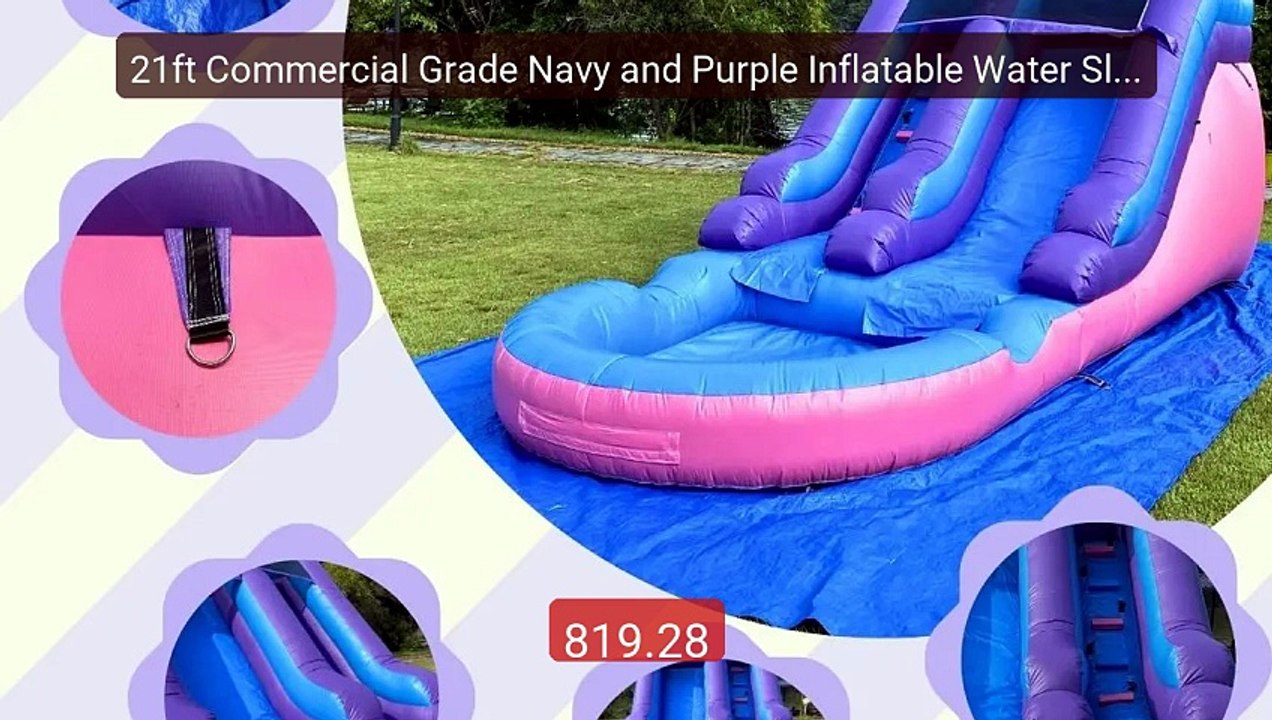 21ft Commercial Grade Navy and Purple Inflatable Water Slide ... -- Amazing Value 2026 | Must Have!
