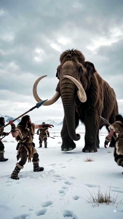 Raw. Brutal. Delicious. 🔥🦣 Clovis hunters vs. one massive woolly mammoth