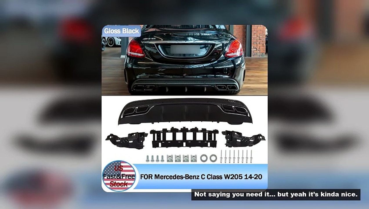Fit for C63 AMG Style Rear Lip +Exhaust Tips  For Mercedes W205 Sedan 2015 2016 2017 2018