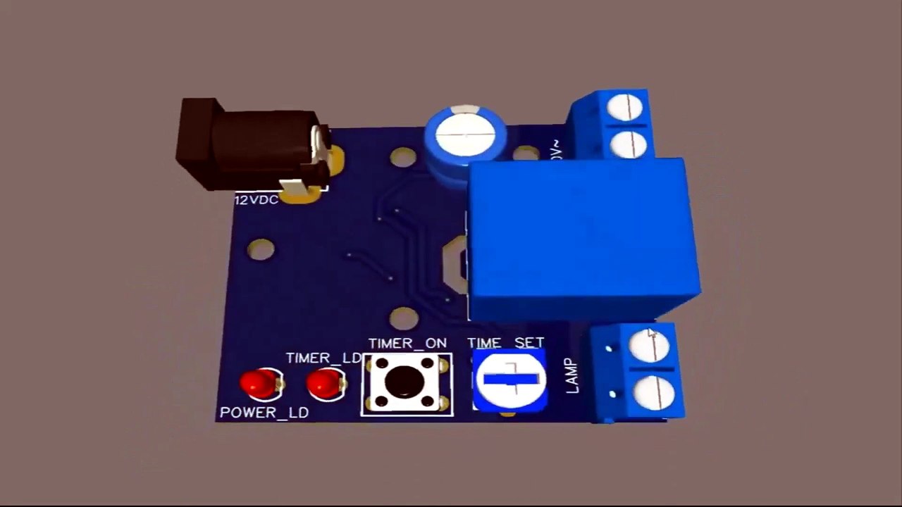Circuito impreso PCB en 3D & 555 y Relé