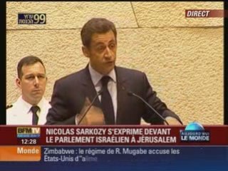 Video Discours Sarkozy au parlement israelien 2 - sioniste,