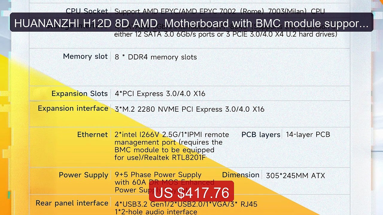 HUANANZHI H12D 8D AMD  Motherboard with BMC module support ... -- Top Pick 2026 | Unbeatable Price!