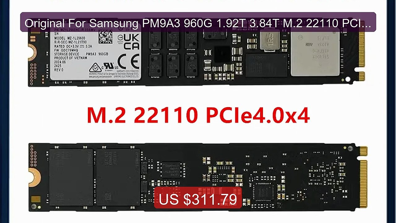 Original For Samsung PM9A3 960G 1.92T 3.84T M.2 22110 PCIe 4.... -- Amazing Value 2026 | Must Have!