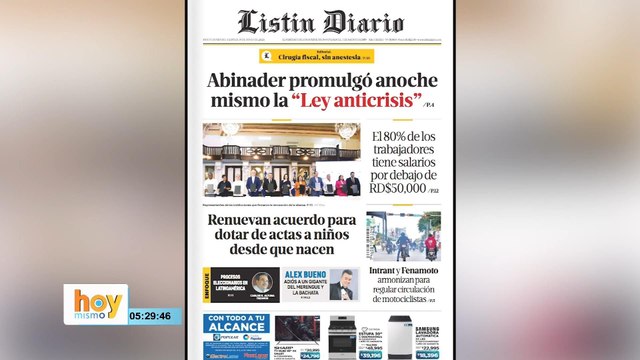 Titulares prensa dominicana viernes 19 de junio 2026 | Hoy Mismo