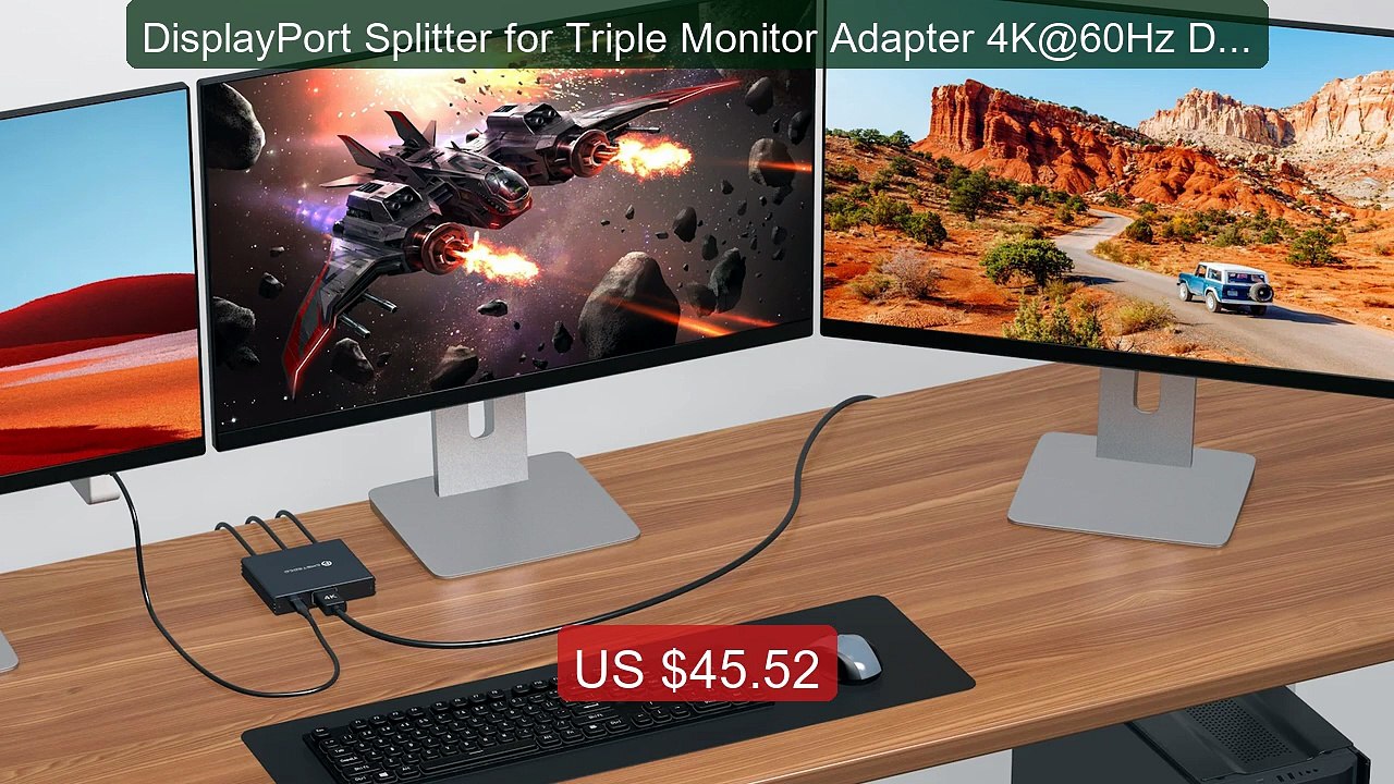 DisplayPort Splitter for Triple Monitor Adapter 4K@60Hz Displa... -- Best Buy 2026 | Great Quality!