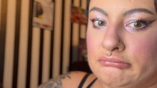 Woman surpr-eye-sed after experiencing unexpected makeup mishap