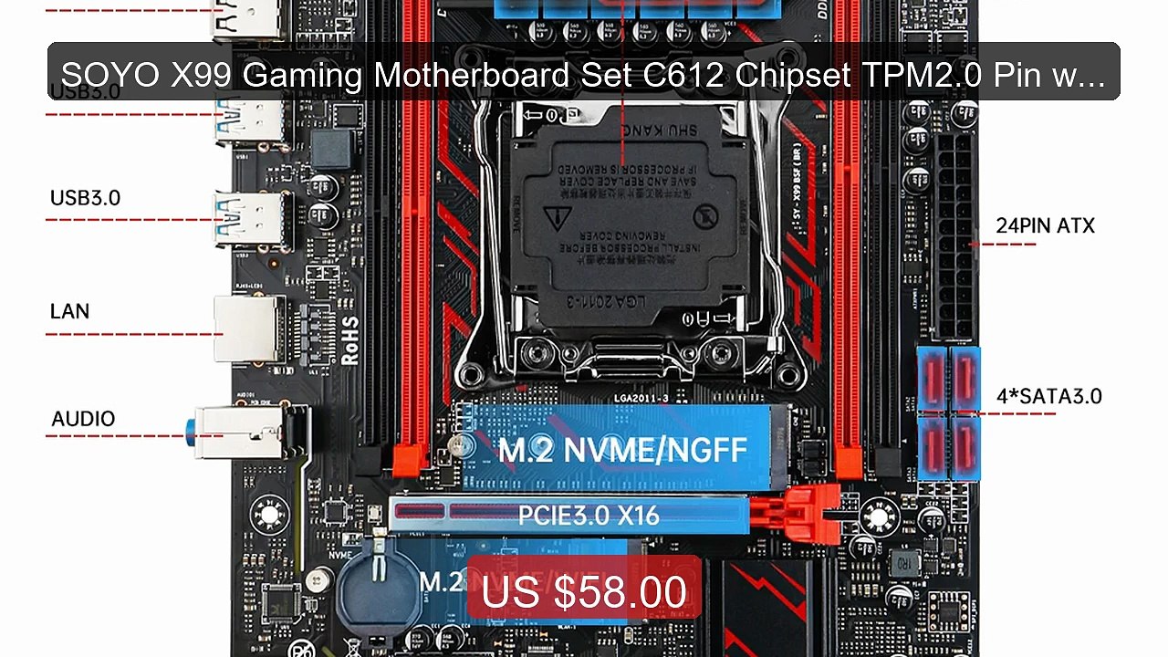 SOYO X99 Gaming Motherboard Set C612 Chipset TPM2.0 Pin wit... -- Top Pick 2026 | Unbeatable Price!