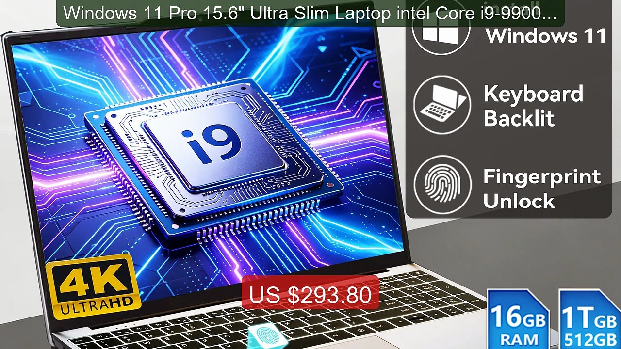 Windows 11 Pro 15.6" Ultra Slim Laptop intel Core i9-9900 16G... -- Amazing Value 2026 | Must Have!