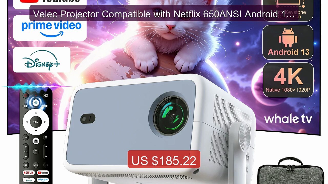 Velec Projector Compatible with Netflix 650ANSI Android 13 Po... -- Amazing Value 2026 | Must Have!