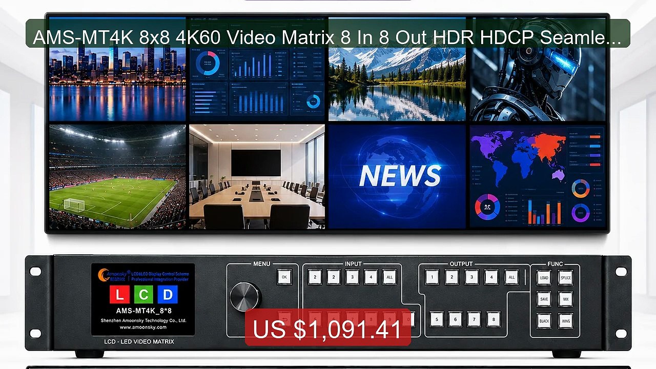 AMS-MT4K 8x8 4K60 Video Matrix 8 In 8 Out HDR HDCP Seamless S... -- Amazing Value 2026 | Must Have!