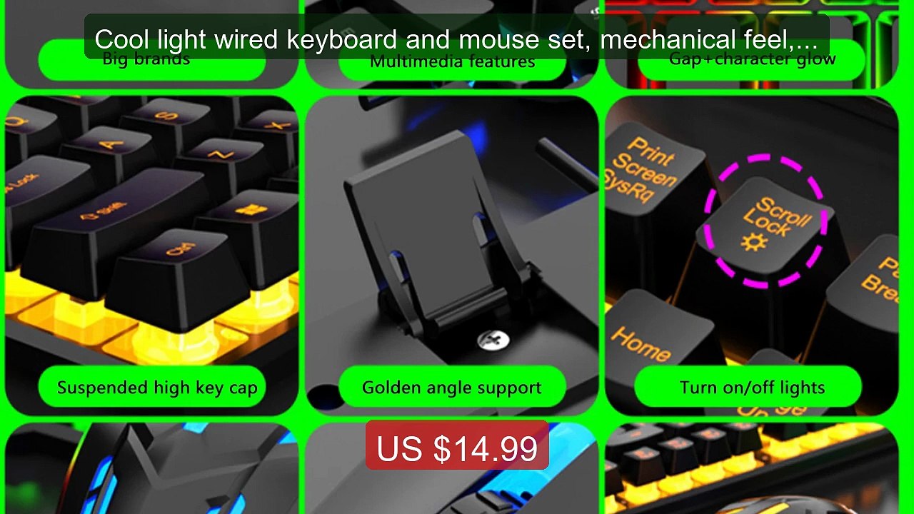 Cool light wired keyboard and mouse set, mechanical feel, floating ... -- Top Rated 2026 | Buy Now!