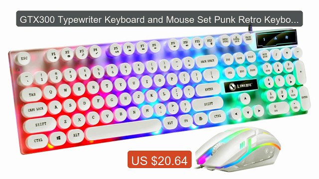 GTX300 Typewriter Keyboard and Mouse Set Punk Retro Keyboard Backli... Top Rated 2026 | Buy Now!