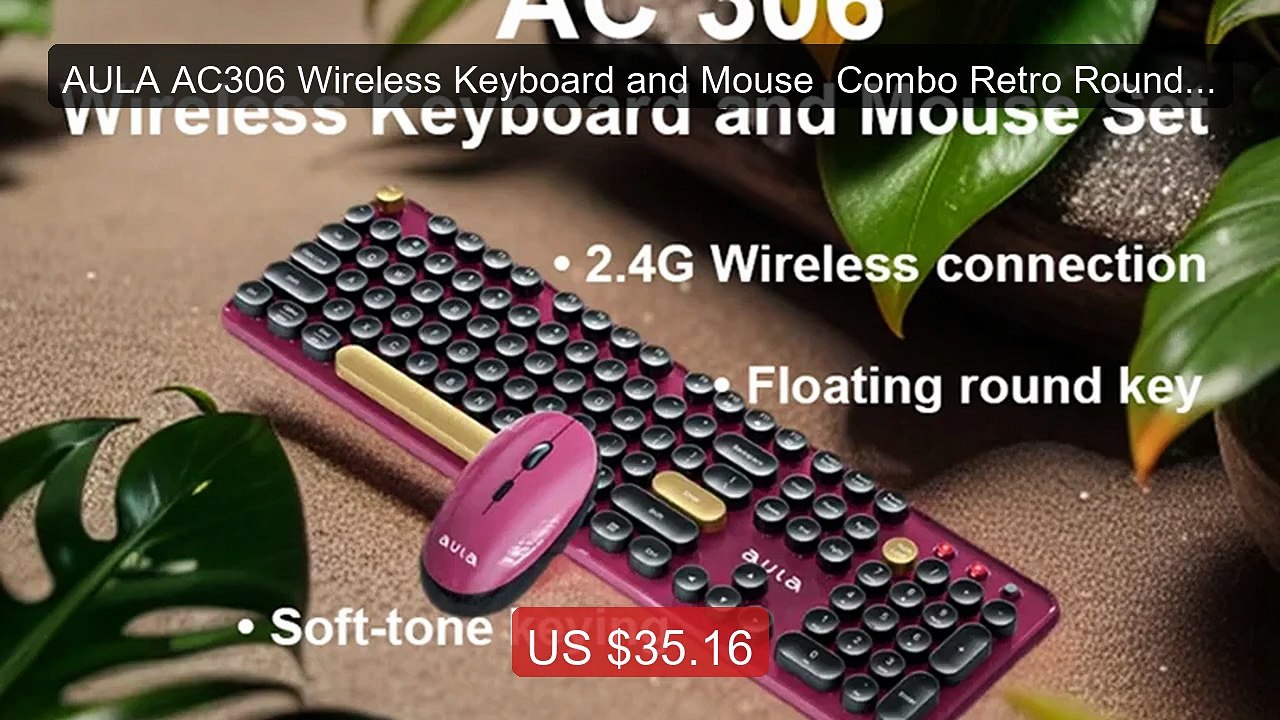 AULA AC306 Wireless Keyboard and Mouse  Combo Retro Round Key ... -- Best Buy 2026 | Great Quality!