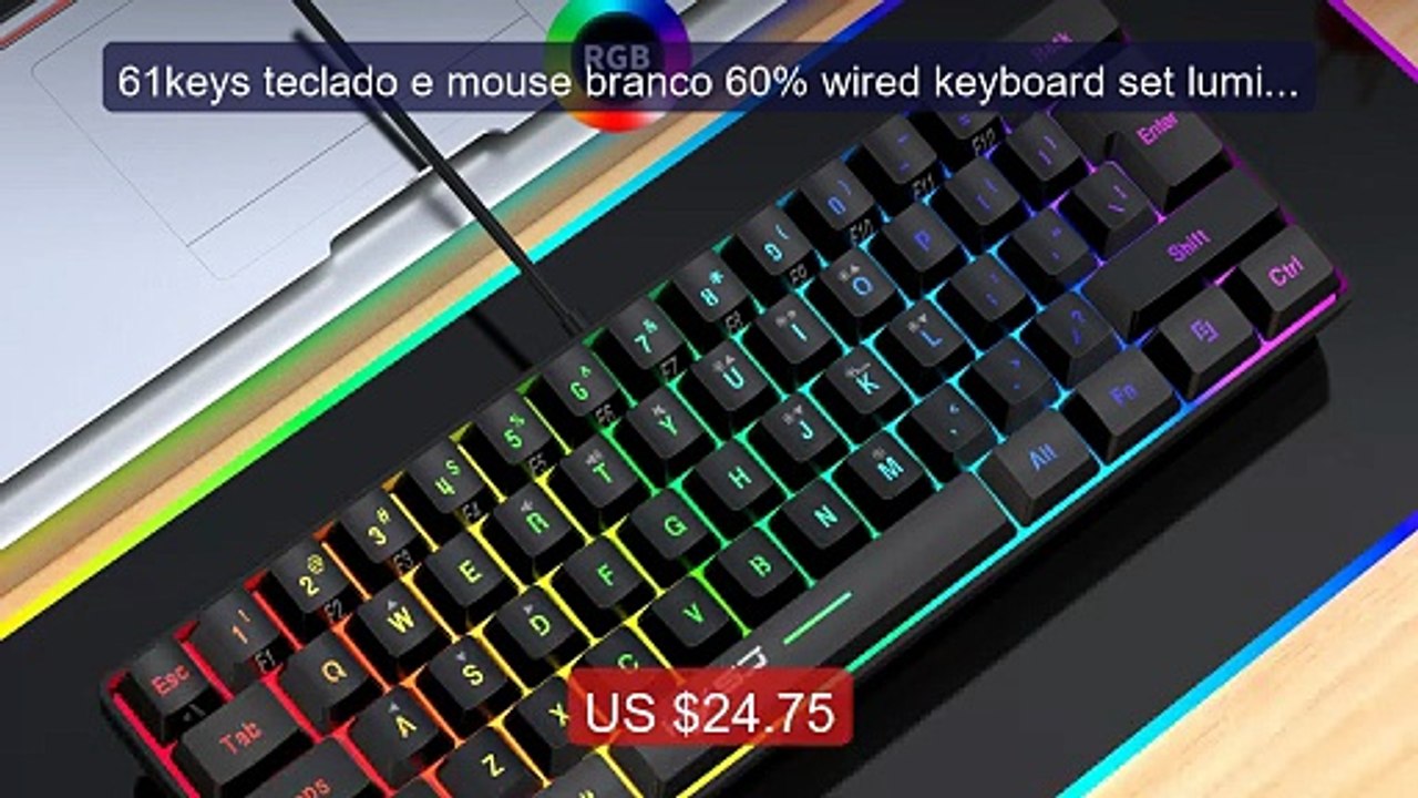 61keys teclado e mouse branco 60% wired keyboard set luminous... -- Amazing Value 2026 | Must Have!