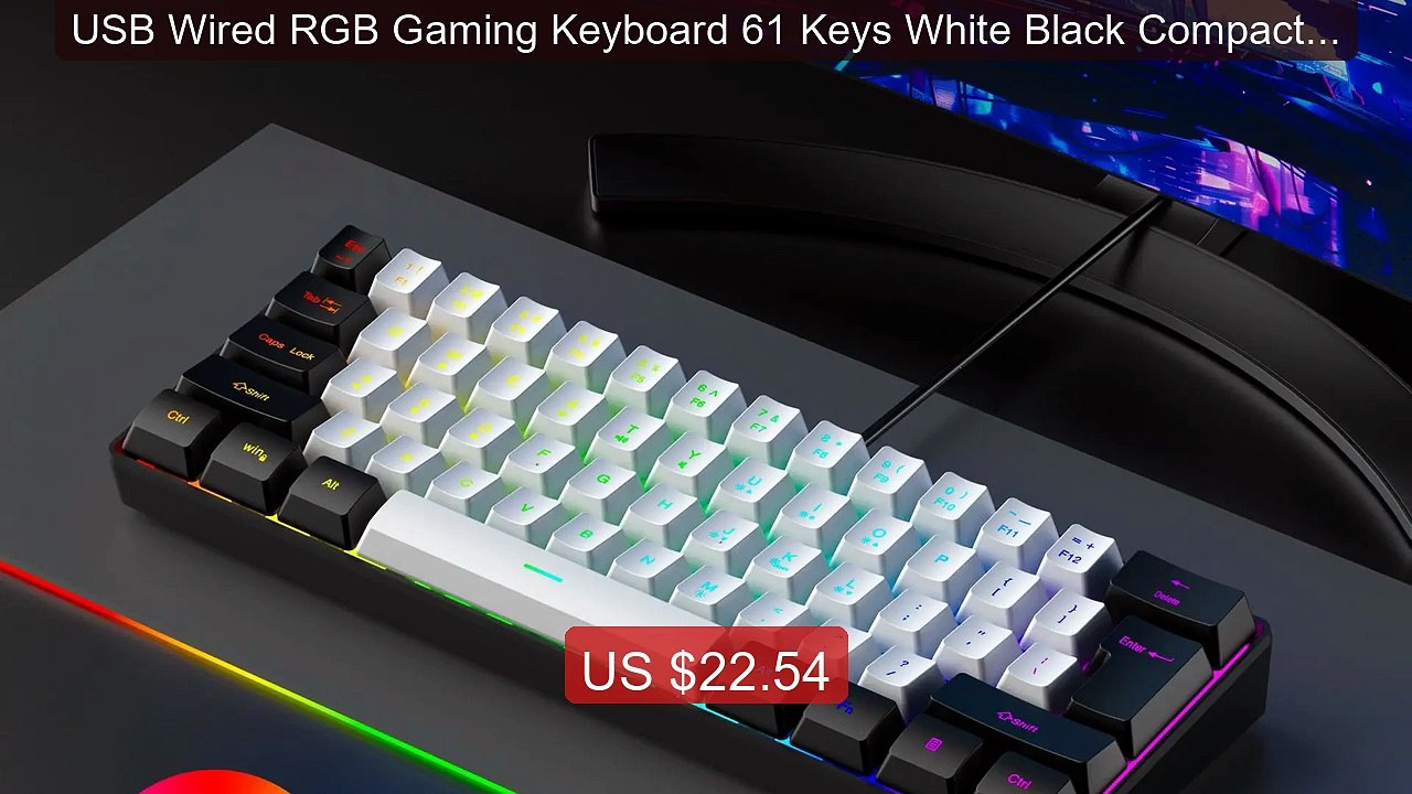 USB Wired RGB Gaming Keyboard 61 Keys White Black Compact Min... -- Amazing Value 2026 | Must Have!