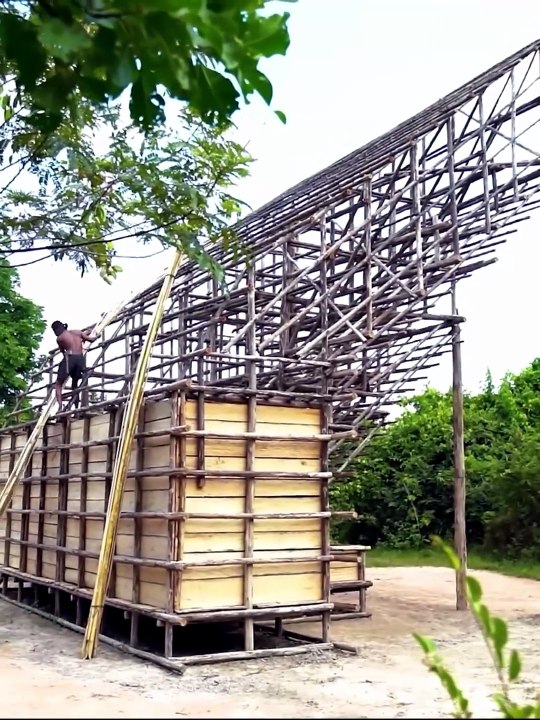 100 Days Create House With Bamboo In Forest Use Primitive tools