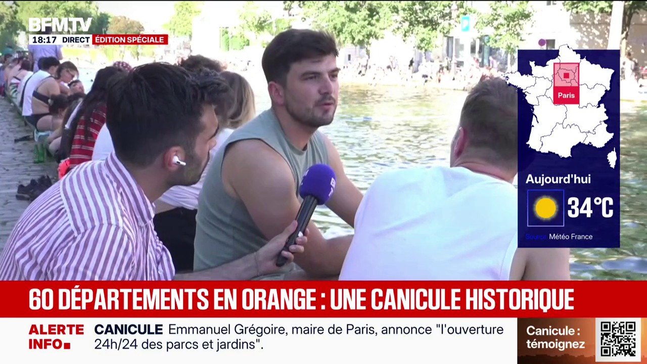 Sous un soleil atteignant 34 degrés, les Parisiens apprécient la douceur du canal Saint-Martin