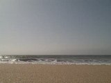 Altantic waves roll into the Algarve along Albufeira beach