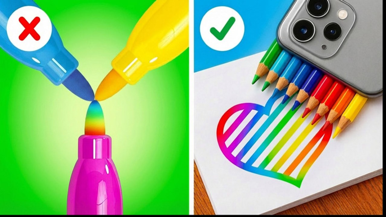Tutoriel de dessin FACILE pour débutants 🎨 Défi DIY arc-en-ciel par 123GO! LIKE