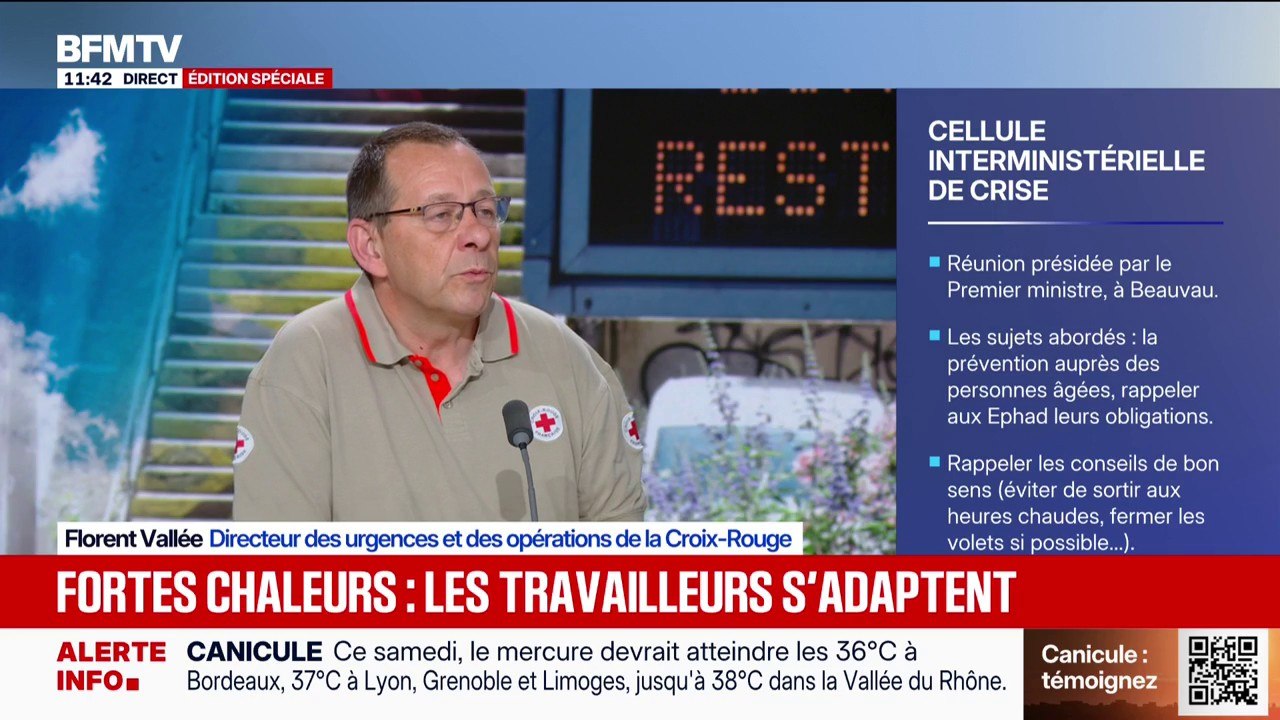 Canicule: "Il faut que chacun adapte sa conduite", rappelle Florent Vallée, directeur des urgences et des opérations de la Croix-Rouge