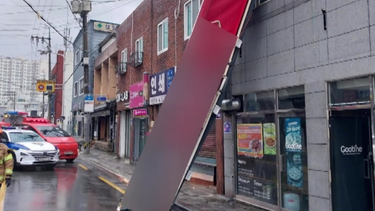 부산 강풍주의보...간판 떨어지고 가로수 쓰러져 / YTN