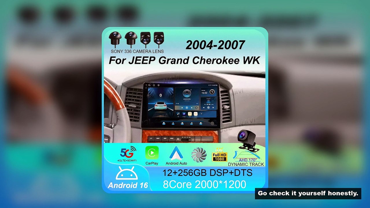 Carplay Auto Android 16 For JEEP Grand Cherokee WK 2004 2005 2006 2007 Multimedia Car Radio Navigati