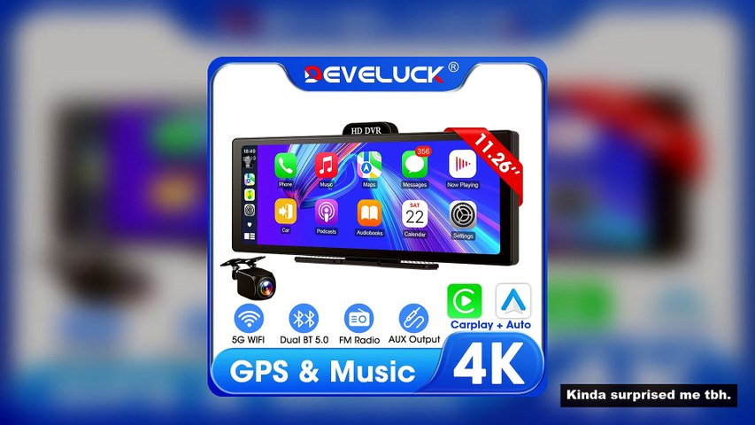 Develuck New 11.26'' 4K Car DVR Wireless CarPlay Android Auto