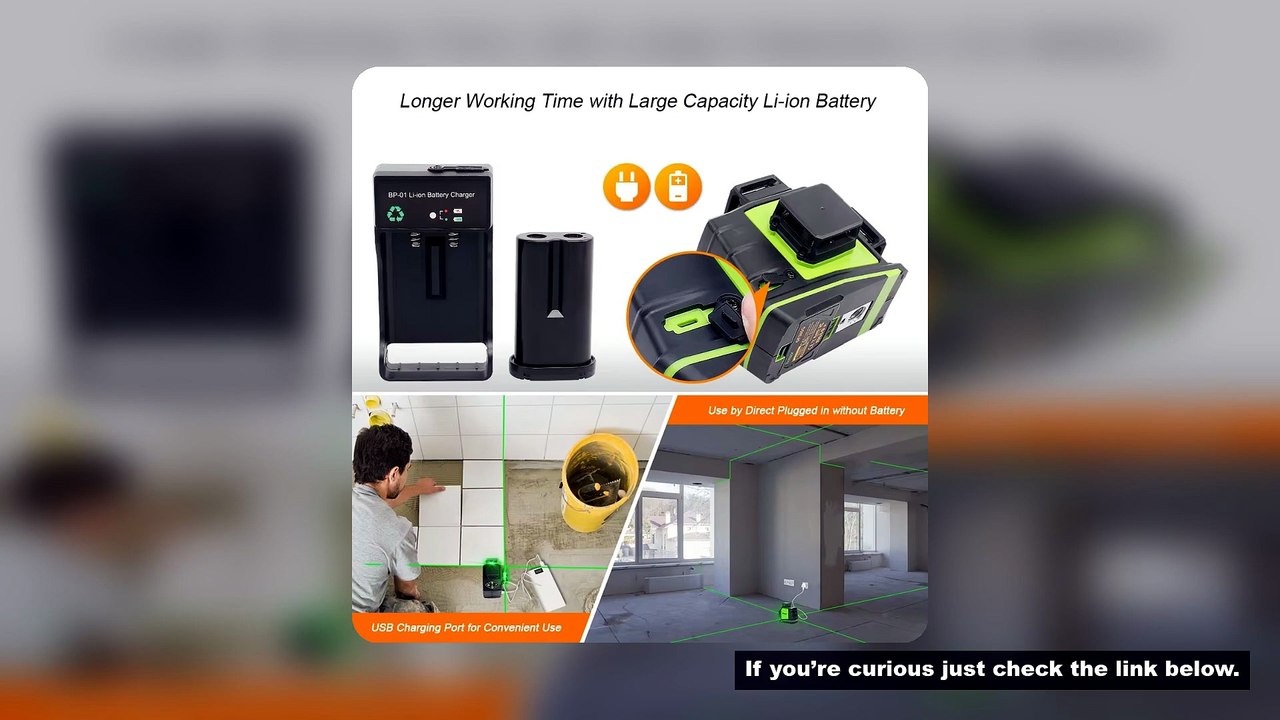 Huepar 12 Lines 3D Cross Line Laser Level Kit Osram Self-Leveling Green Beam 360° Vertical Horizonta
