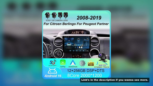Android 16 Car Radio Carplay For Citroen Berlingo For Peugeot Partner 2008 - 2019 Navigation GPS Mul