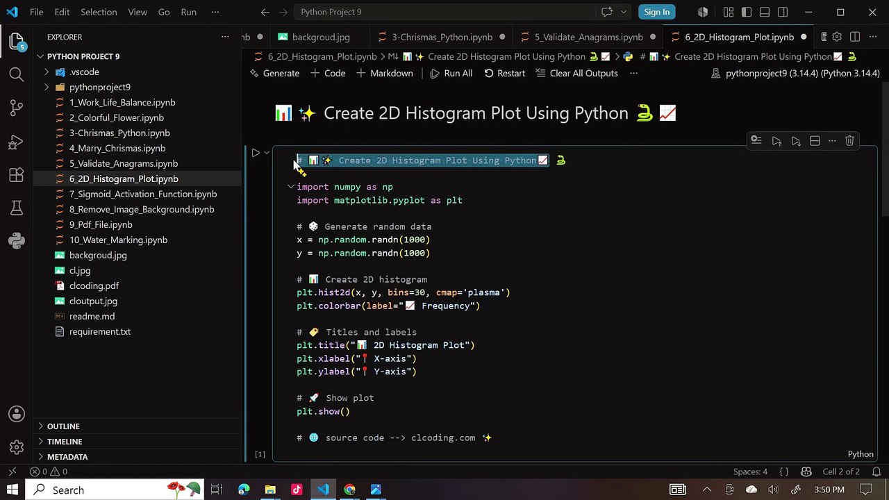 2D Histogram Plot in Python  _ Easy Matplotlib Tutorial for Beginners 🐍📊