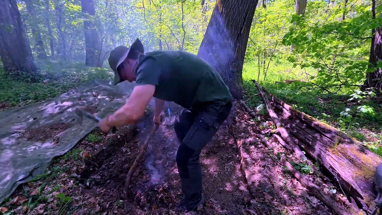 I Built a Hidden Shelter Inside a Hollow Tree