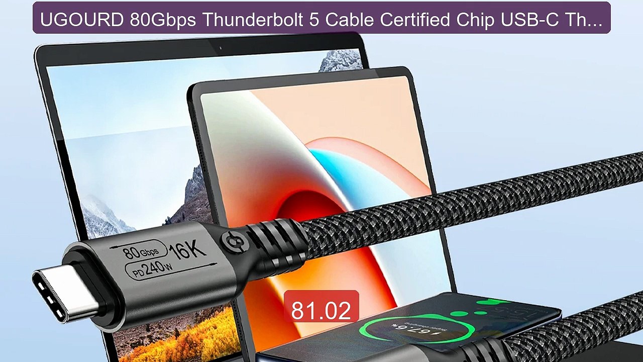 UGOURD 80Gbps Thunderbolt 5 Cable Certified Chip USB-C Thunde... -- Amazing Value 2026 | Must Have!