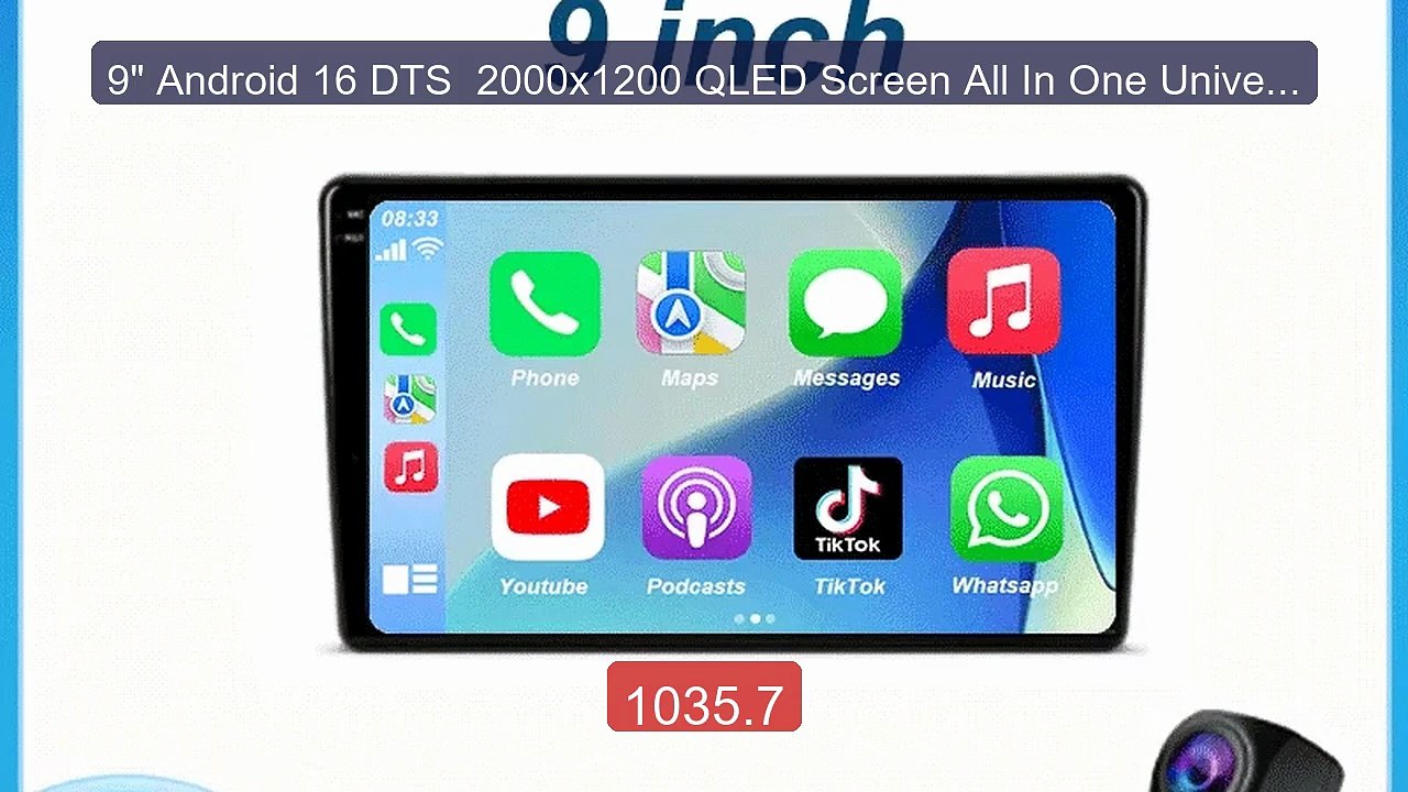 9" Android 16 DTS  2000x1200 QLED Screen All In One Universal Auto ... -- Top Rated 2026 | Buy Now!
